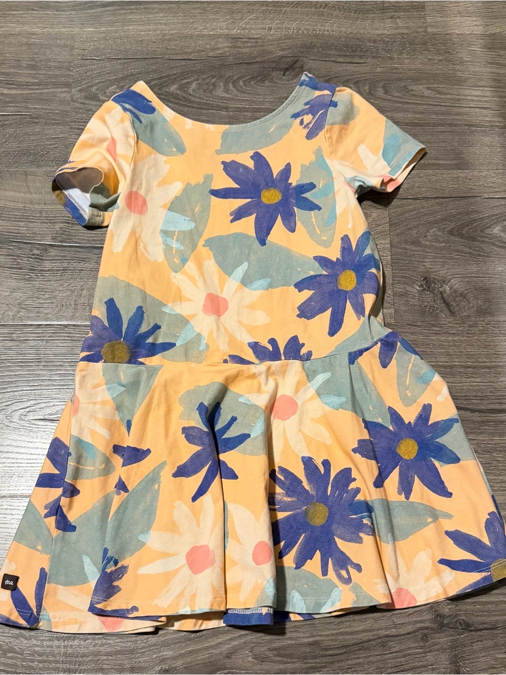 Tea Collection Peach Floral Short-Sleeve Dress Girls 8
